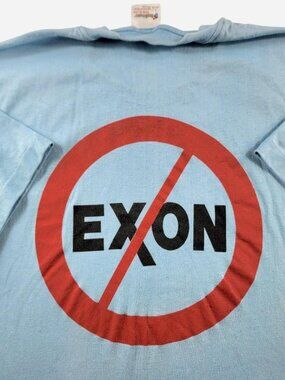 vintage 80s Protest Tee Exxon climate change blue t-shirt